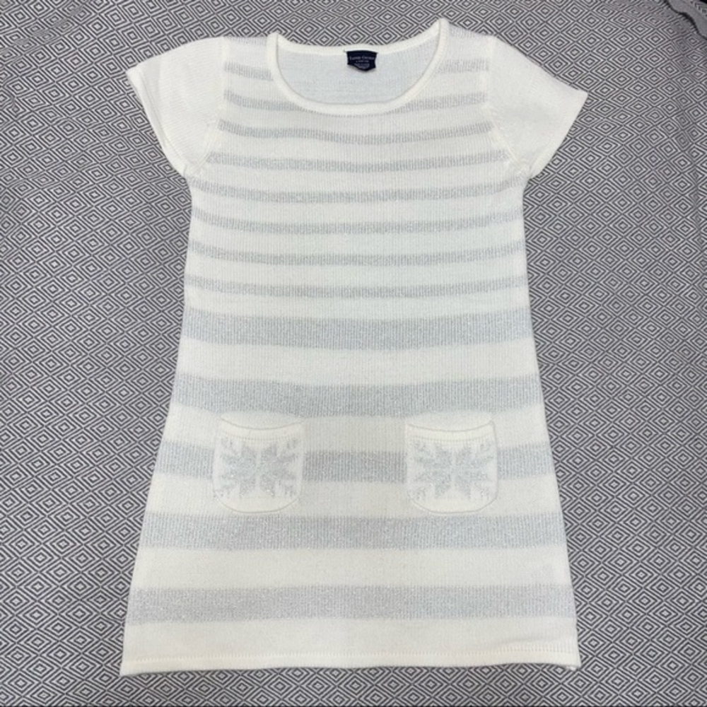 Faded Glory sweater dress for girls L(10-12) white‎ & silver with snowflakes